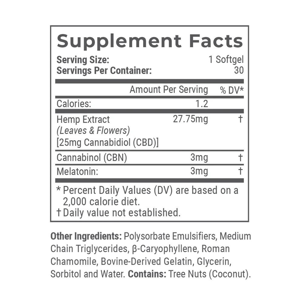 25mg CBD Sleep Softgels (Melatonin, CBN, CBD) - Zaza Zenn Store - Joy Organics