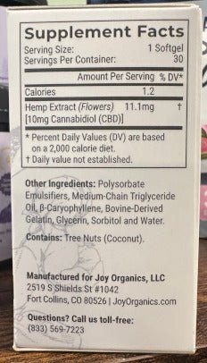 Broad - Spectrum CBD 25mg Softgel - Everyday Formula - Zaza Zenn Store - Joy Organics