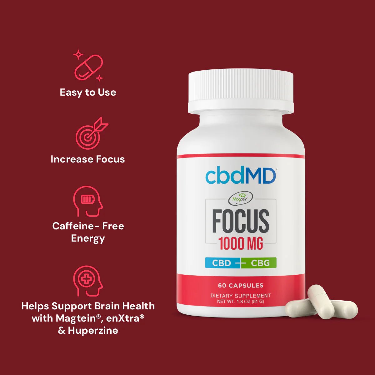 CBD & CBN Focus Capsules (NSF Certified for Sport) - Zaza Zenn Store - cbdMD