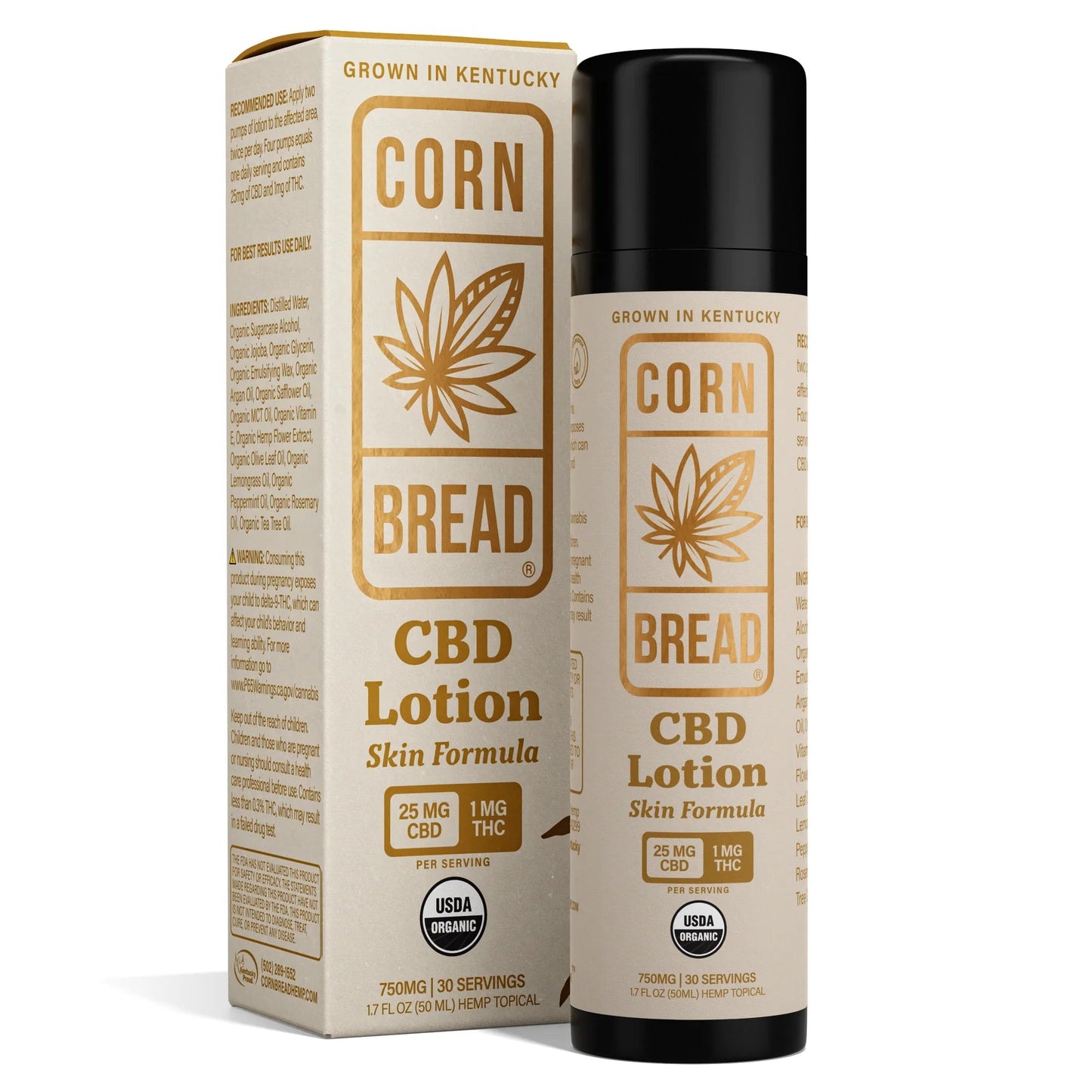 CBD Lotion, 25mg CBD, 1mg THC (Cornbread Hemp) - Zaza Zenn Store - Cornbread Hemp