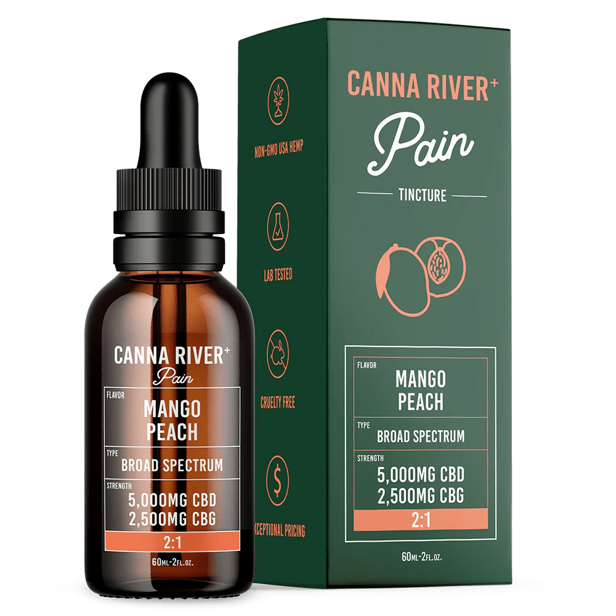 CBD Pain Tincture - Mango Peach (Canna River) - Zaza Zenn Store - Canna River