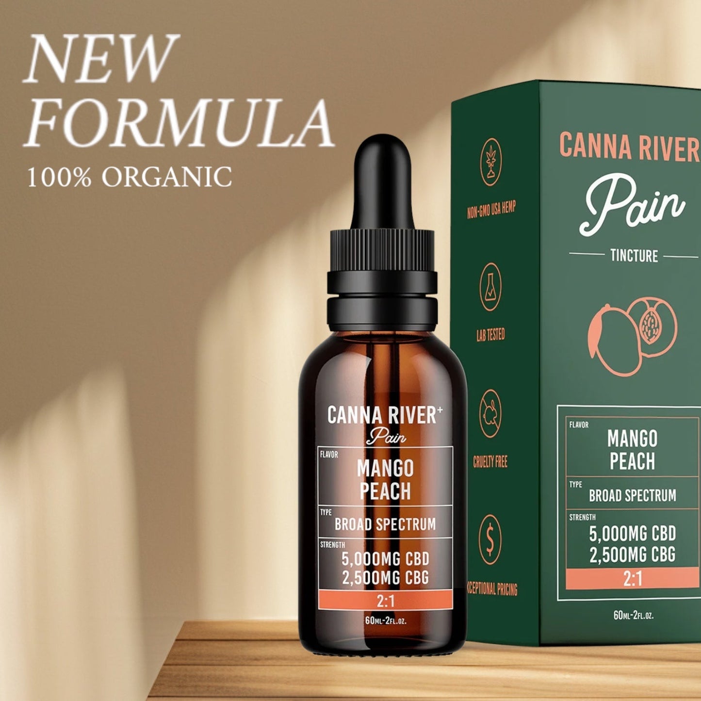 CBD Pain Tincture - Mango Peach (Canna River) - Zaza Zenn Store - Canna River