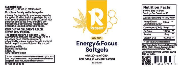 Focus & Energy CBD Softgels - Zaza Zenn Store - Redeem Therapeutics