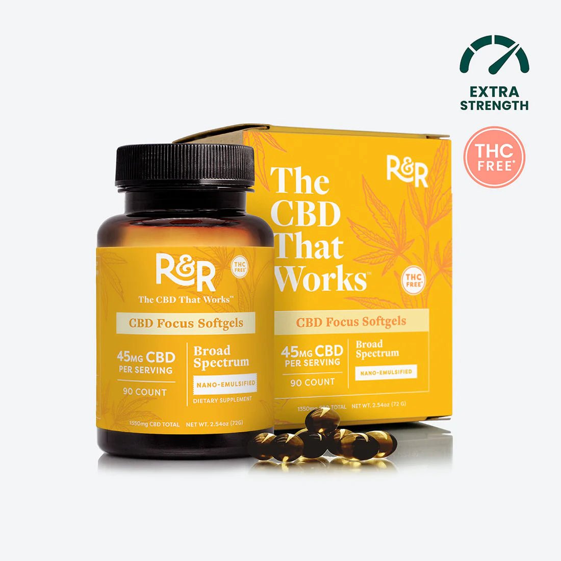 R&R CBD Focus Softgels - THC Free - 90 ct. - Zaza Zenn Store - R&R CBD