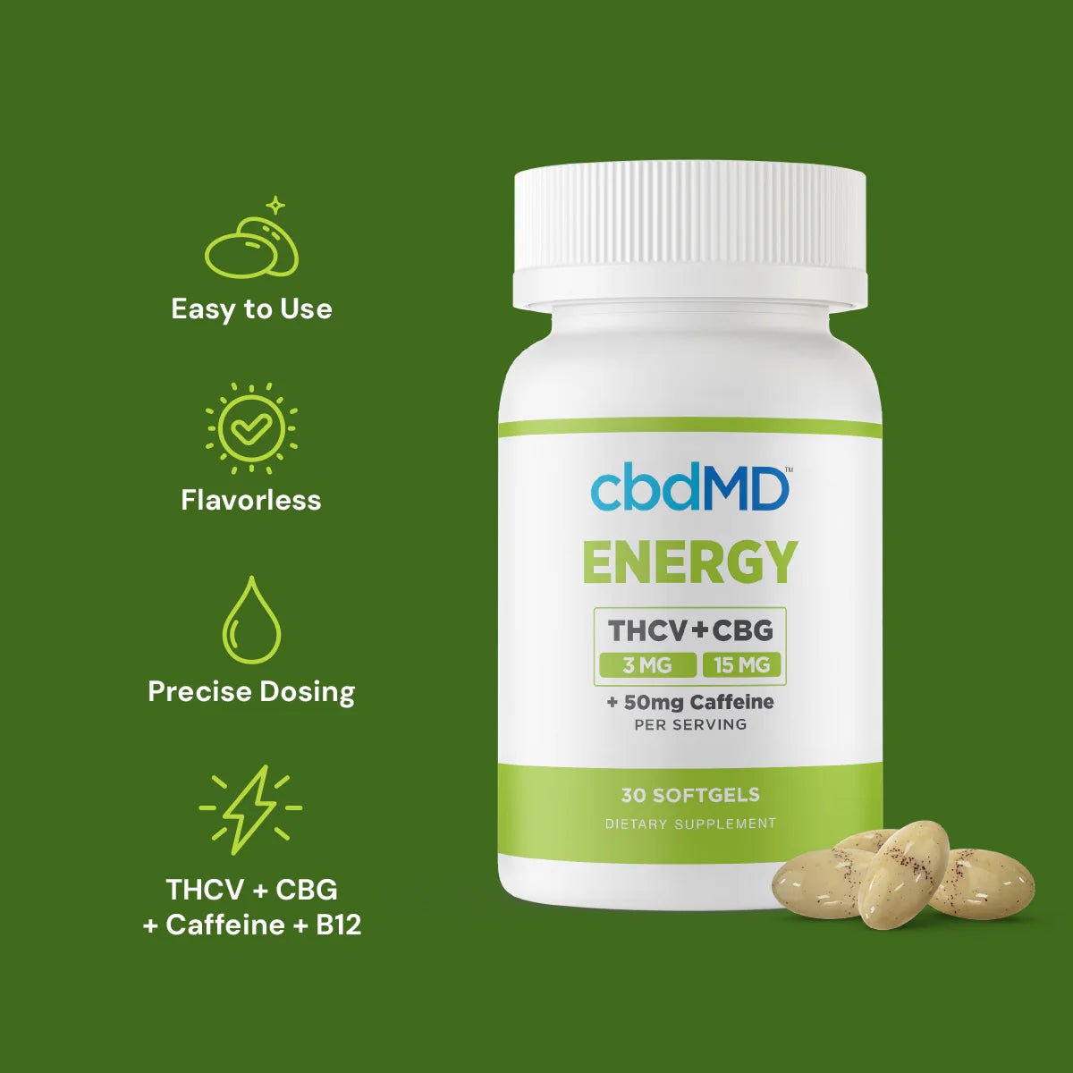 THCV + CBG Energy Softgels (cbdMD) - Zaza Zenn Store - cbdMD