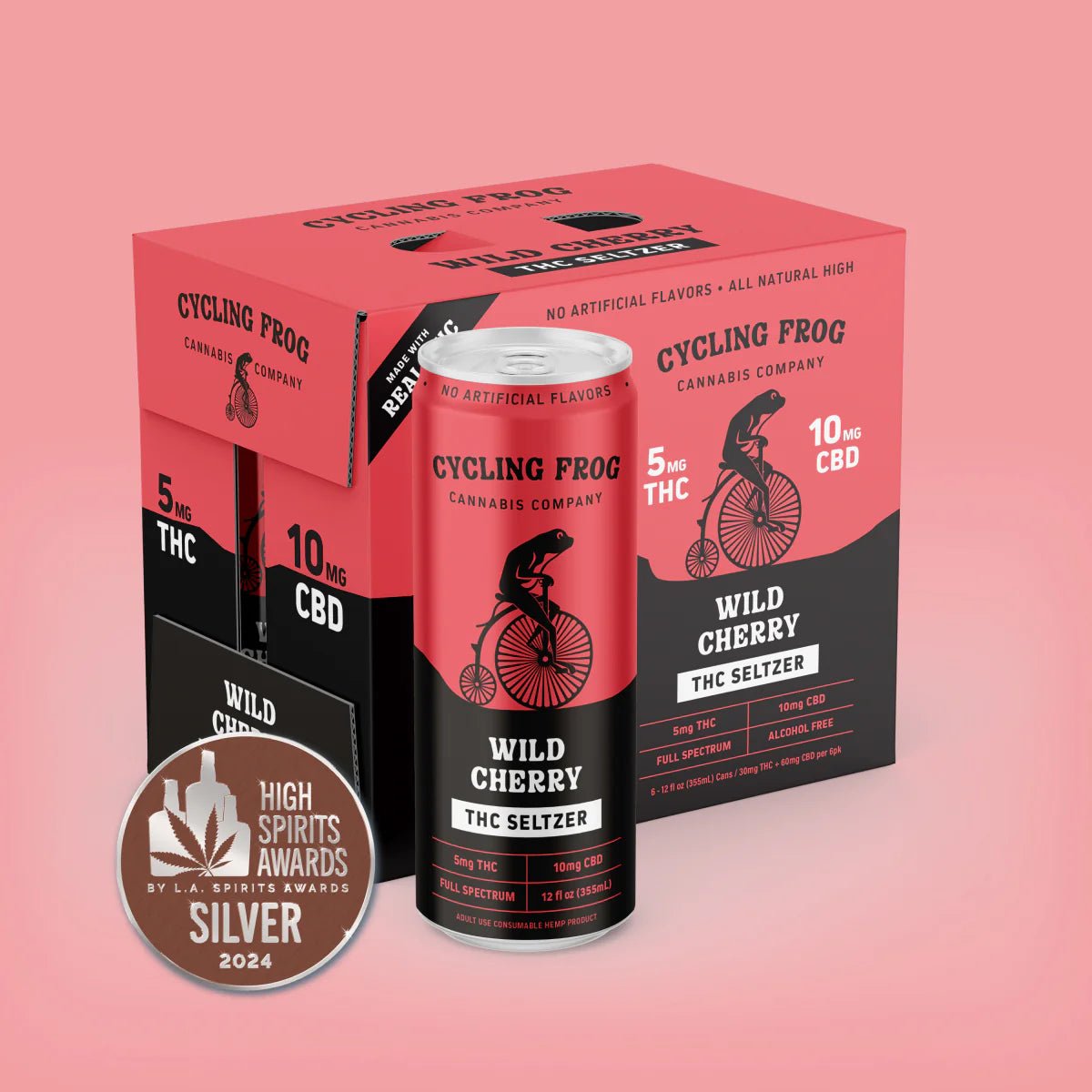 Wild Cherry Seltzer, 5mg THC, 10mg CBD (6 pack) - Zaza Zenn Store - Cycling Frog